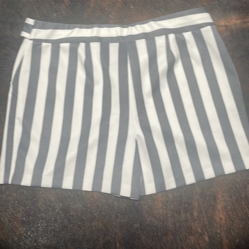 New York clothing, company, gray and white vertical striped dress shorts size 14 - Picture 2 of 4